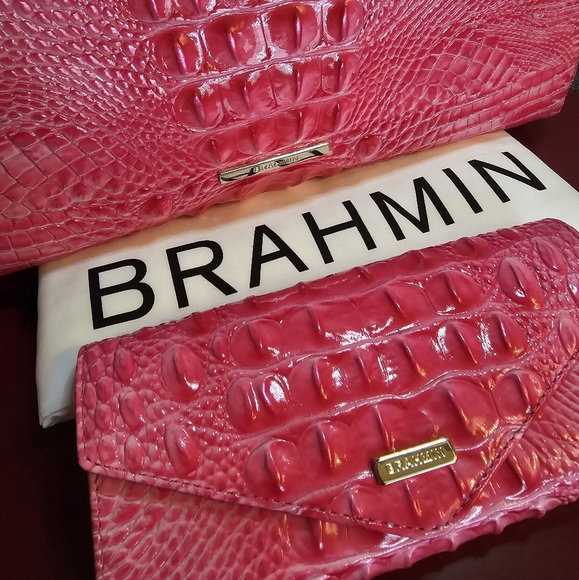 Brahmin Pink Cosmo Melbourne April Tote & Veronica Wallet NWT - Picture 2 of 16